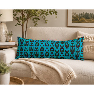 Abstract Geometrisch Blauw Bloemmotief Lichaamskussen