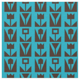 Abstract geometrisch blauw bloemmotief stof