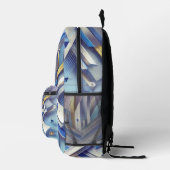 Abstract geometrisch blauw en goud bedrukte rugzak (Rechts)