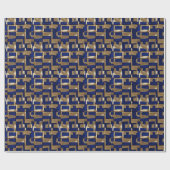 Abstract geometrisch blauw en goud cadeaupapier (Vlak)