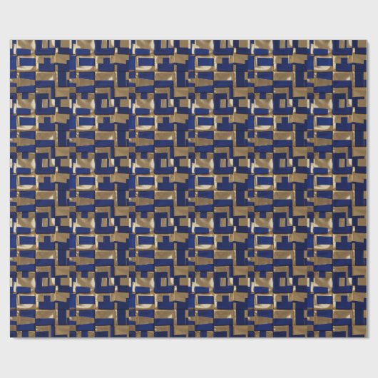 Abstract geometrisch blauw en goud cadeaupapier (Vlak)