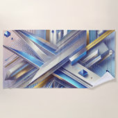 Abstract geometrisch blauw en goud strandlaken (Voorkant)
