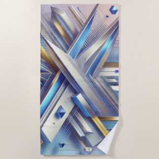 Abstract geometrisch blauw en goud strandlaken