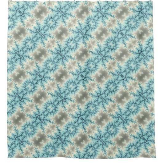 Abstract geometrisch blauw en grijs sneeuwvlokpatr douchegordijn (Voorkant)