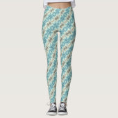 Abstract geometrisch blauw en grijs sneeuwvlokpatr leggings (Voorkant)