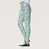 Abstract geometrisch blauw en grijs sneeuwvlokpatr leggings (Links)