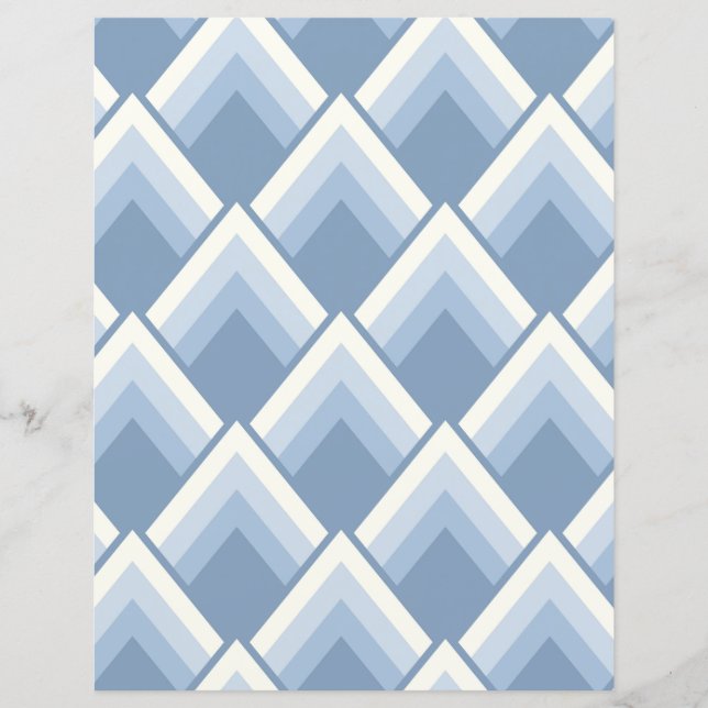 Abstract geometrisch, blauw en wit 2 (Voorkant)