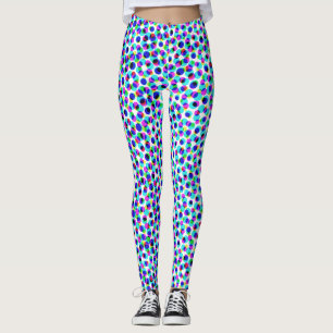 Abstract geometrisch blauw en wit cirkelpixel leggings