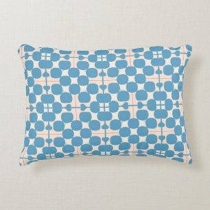 Abstract geometrisch blauw en wit patroon accent kussen