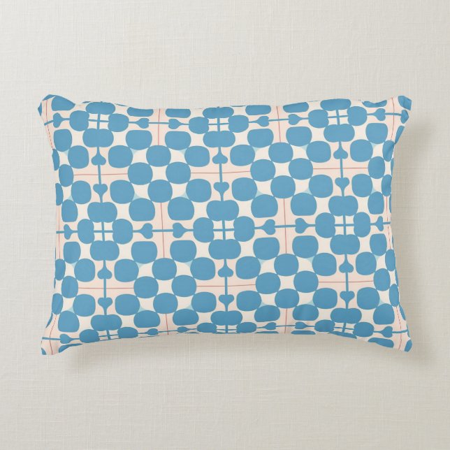 Abstract geometrisch blauw en wit patroon accent kussen (Voorkant)