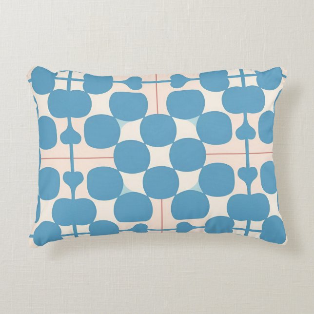 Abstract geometrisch blauw en wit patroon accent kussen (Voorkant)