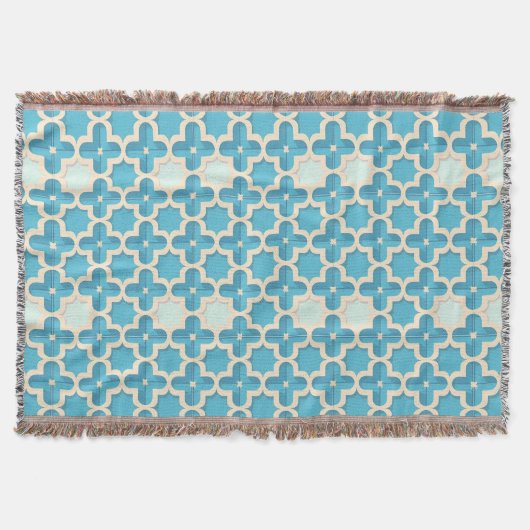 Abstract geometrisch blauw en wit patroon deken (Voorkant)