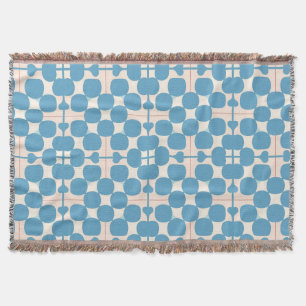 Abstract geometrisch blauw en wit patroon deken