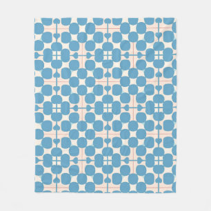 Abstract geometrisch blauw en wit patroon fleece deken