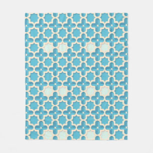Abstract geometrisch blauw en wit patroon fleece deken