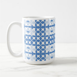 Abstract geometrisch blauw en wit patroon koffiemok