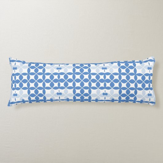 Abstract geometrisch blauw en wit patroon lichaamskussen (Voorkant)