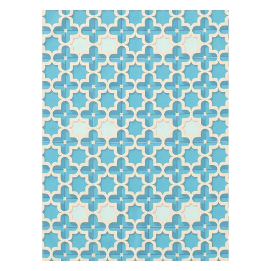 Abstract geometrisch blauw en wit patroon tafelkleed (Voorkant)