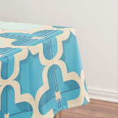 Abstract geometrisch blauw en wit patroon tafelkleed (Voorbeeld)