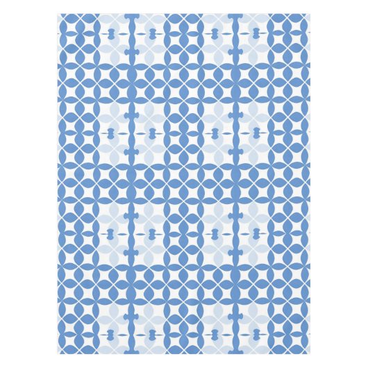 Abstract geometrisch blauw en wit patroon tafelkleed (Voorkant)