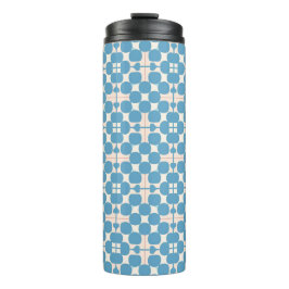 Abstract geometrisch blauw en wit patroon thermosbeker