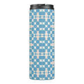 Abstract geometrisch blauw en wit patroon thermosbeker (Achterkant)