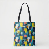Abstract Geometrisch Blauw Geel Design Boodschappe Tote Bag (Voorkant)