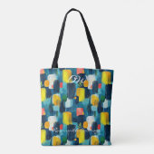 Abstract Geometrisch Blauw Geel Design Boodschappe Tote Bag (Achterkant)