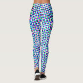 Abstract geometrisch blauw-wit cirkelpixelaat leggings (Achterkant)