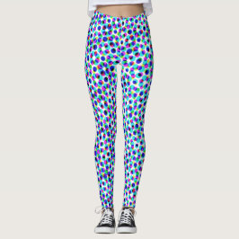 Abstract geometrisch blauw-wit cirkelpixelaat leggings