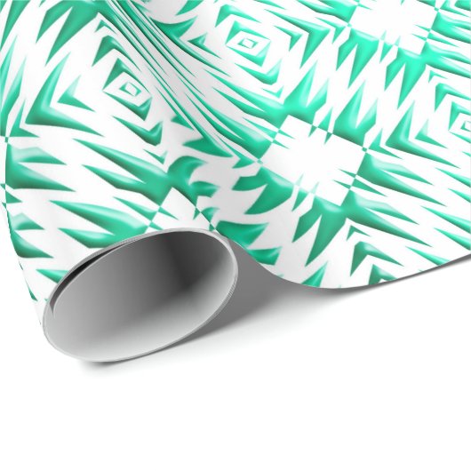 Abstract geometrisch blauwgroen patroon cadeaupapier (Rol Hoek)