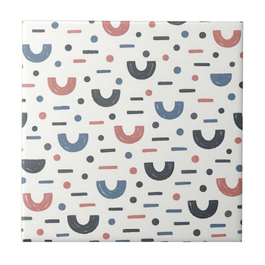 Abstract Geometrisch Boho Patroon Tegeltje (Voorkant)