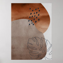 Abstract geometrisch botanisch Poster voor bladwan