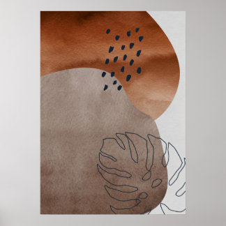 Abstract geometrisch botanisch Poster voor bladwan