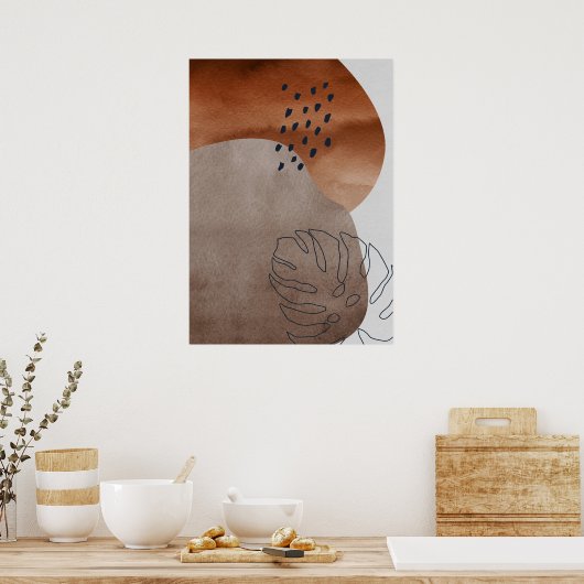 Abstract geometrisch botanisch Poster voor bladwan (Keuken)