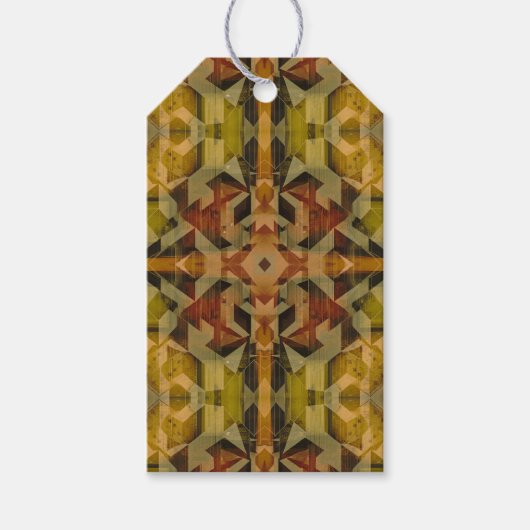 Abstract geometrisch bruin patroon cadeaulabel (Voorkant)