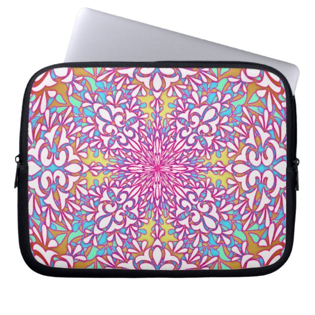 Abstract geometrisch caleidoscoopontwerp laptop sleeve (Voorkant)
