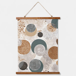 Abstract Geometrisch Cirkelpatroon Neutraal Boho 3 Hangend Wandkleed