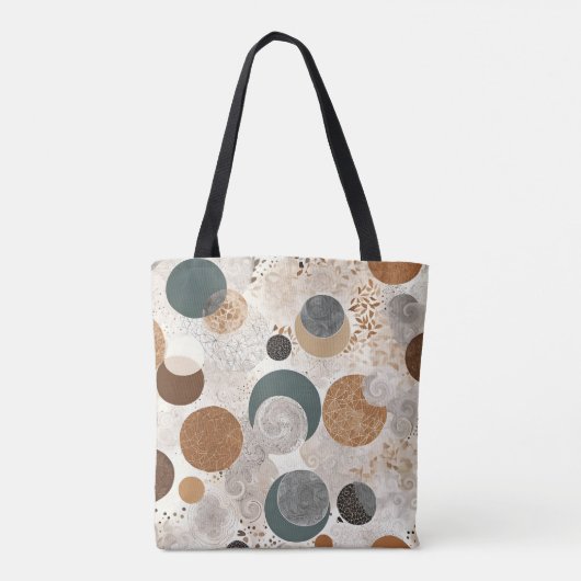 Abstract geometrisch cirkelpatroon neutraal boho 3 tote bag (Achterkant)