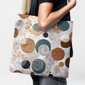 Abstract geometrisch cirkelpatroon neutraal boho 3 tote bag