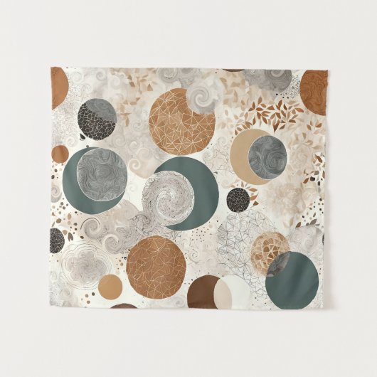 Abstract Geometrisch Cirkelpatroon Neutraal Boho 3 Wandkleed (Voorkant (horizontaal))