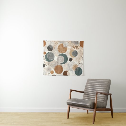 Abstract Geometrisch Cirkelpatroon Neutraal Boho 3 Wandkleed (In Situ (horizontaal))