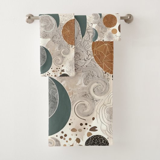 Abstract Geometrisch Cirkelpatroon Neutraal Boho Bad Handdoek (Insitu)