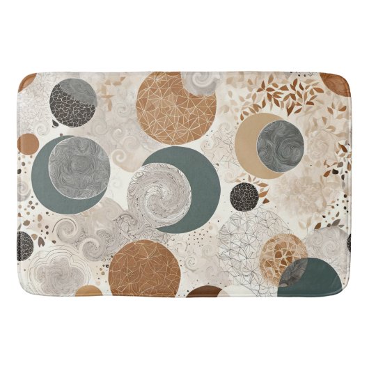 Abstract Geometrisch Cirkelpatroon Neutraal Boho Badmat (Voorkant)