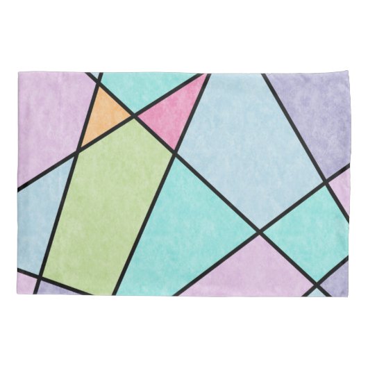 Abstract Geometrisch Deel Blauw Roze Lila Kussensloop (Achterkant)