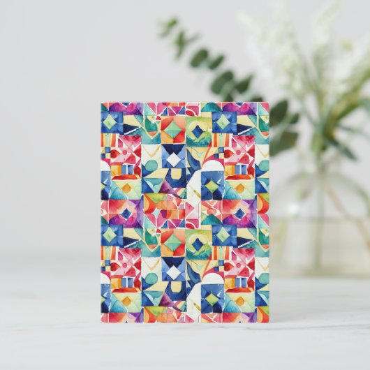 Abstract geometrisch digitaal patroon 17 - Briefka Briefkaart (Staand voorkant)