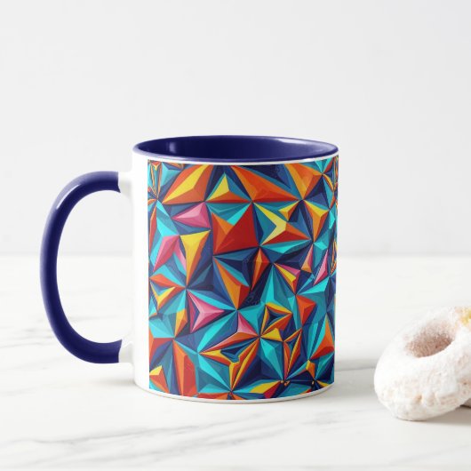 Abstract geometrisch digitaal patroon 18 - Koffie Mok (Met donut)