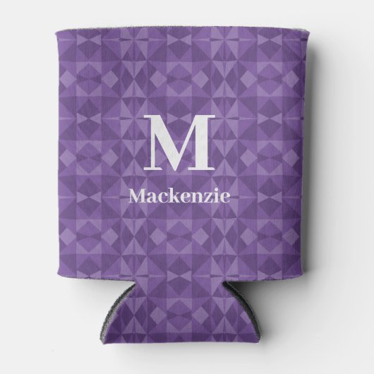 Abstract geometrisch driehoekspatroon monogram blikjeskoeler (Voorkant)