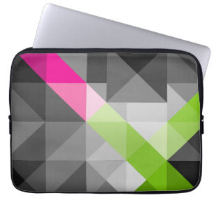 Abstract geometrisch elegant Grijs roze groene kle Laptop Sleeve