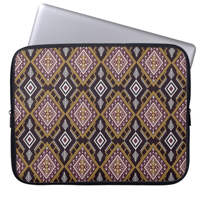 Abstract geometrisch etnisch, behangontwerp. laptop sleeve (Voorkant)